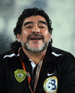 Al Wasl's Argentinian coach Diego Maradona during his team's GCC Champions League semifinal match against Al Khor. &copy Ureinwohner